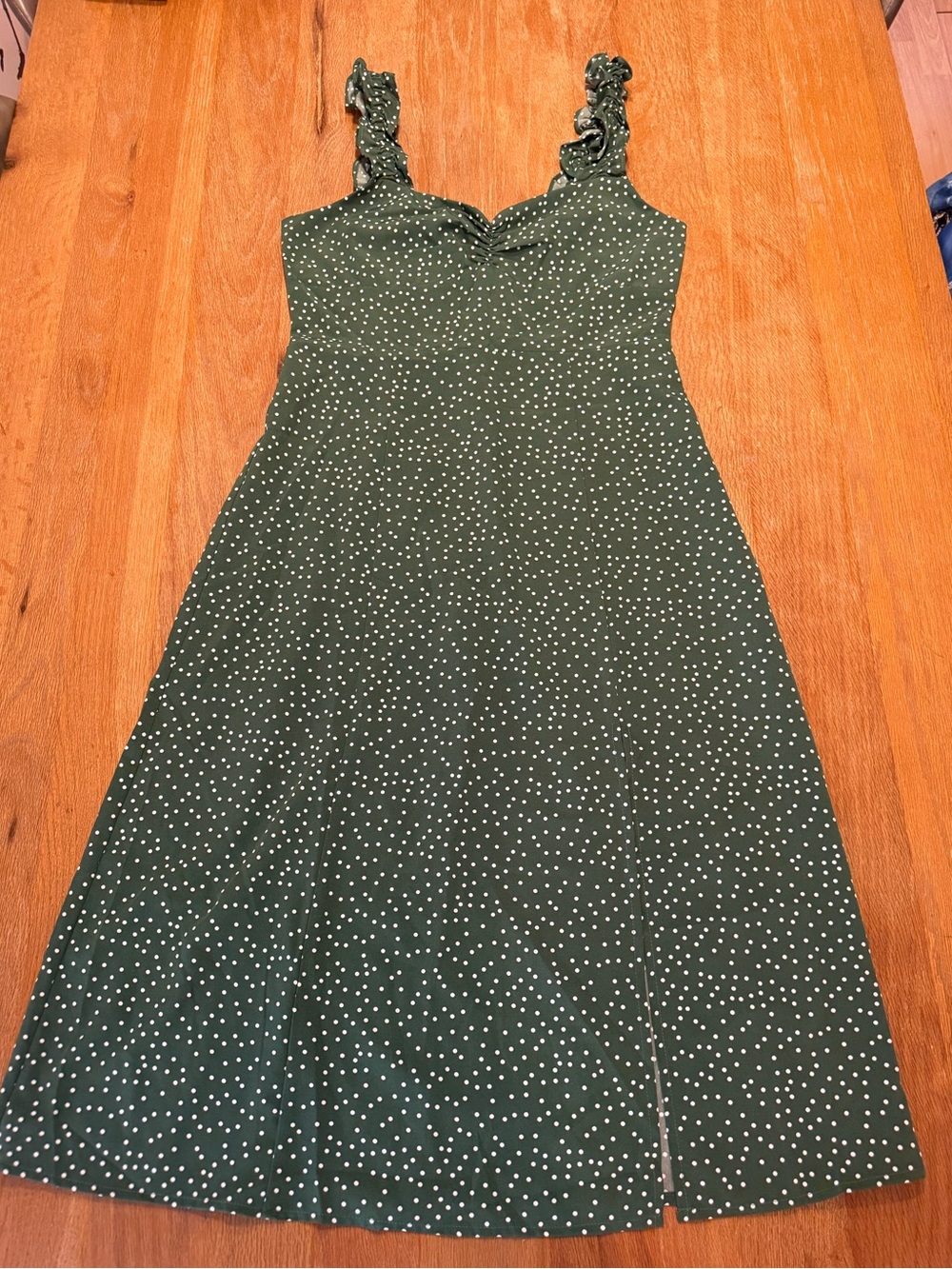 Green polka dot dress